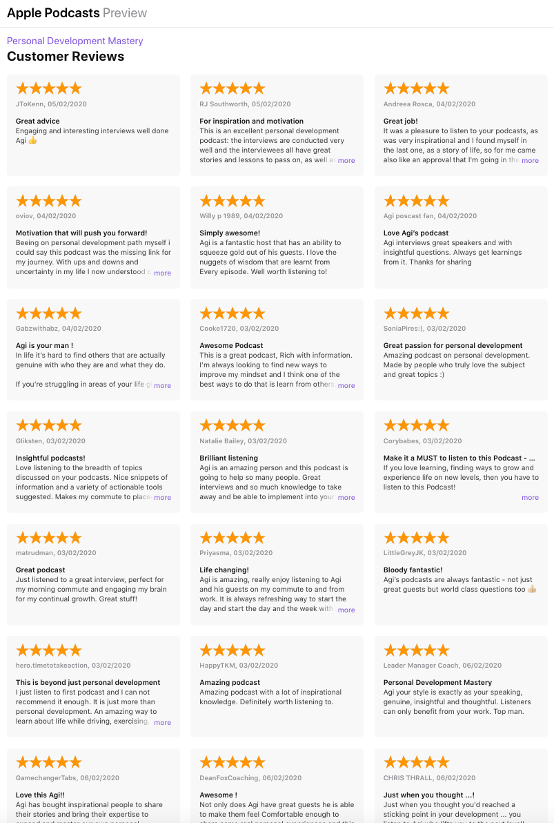 Apple podcasts reviews